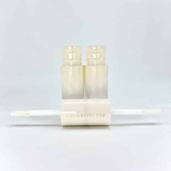 Wholesale double heads cosmetic lip gloss tube, PCR option available in various size, customisable PCR percentage, colour, finishing and printing