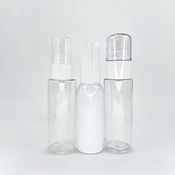 all-plastic spray bottle for skincare, cosmetic, personal and hair care products.